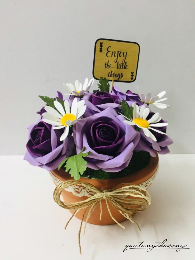 Chậu hồng giấy đất nung - Tím